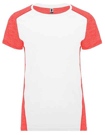Women's Short Sleeve T-Shirt Roly Sport Women´s Zolder T-Shirt White, Heather Fluor Coral