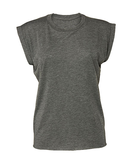 Kurzärmeliges T-Shirt für Frauen Bella Women´s Flowy Muscle Tee With Rolled Cuff - dunkelgrau meliert