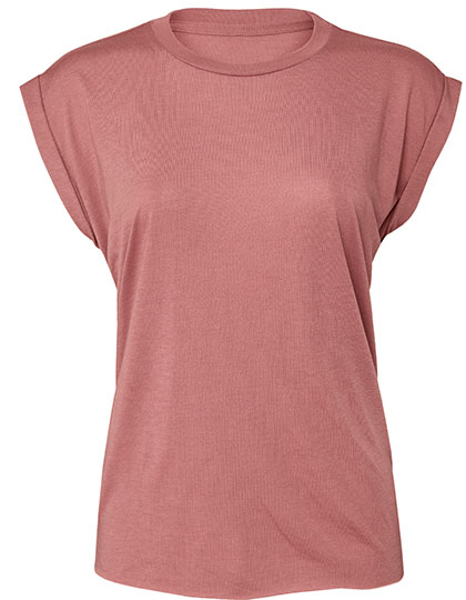Kurzärmeliges T-Shirt für Frauen Bella Women´s Flowy Muscle Tee With Rolled Cuff - mauve
