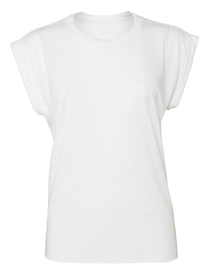 Kurzärmeliges T-Shirt für Frauen Bella Women´s Flowy Muscle Tee With Rolled Cuff - weiß