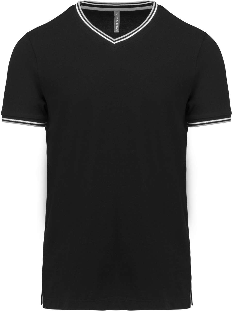 Pánské tričko s krátkým rukávem Kariban PIQUÉ KNIT V-NECK - black / light grey / white,