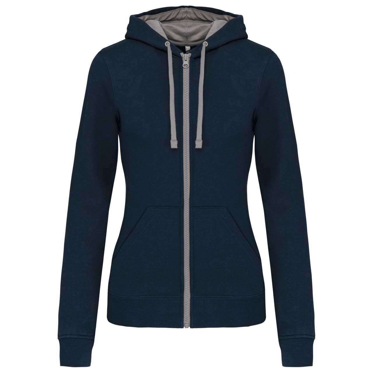 Dámská mikina Kariban CONTRAST HOODED FULL ZIP - navy / fine grey,