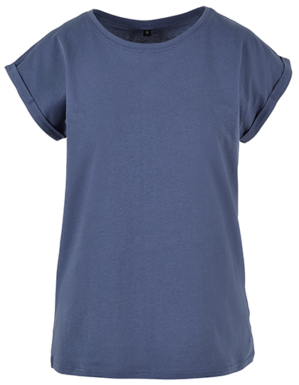 Dámské tričko s krátkým rukávem Build Your Brand Ladies´ Extended Shoulder Tee Vintage Blue