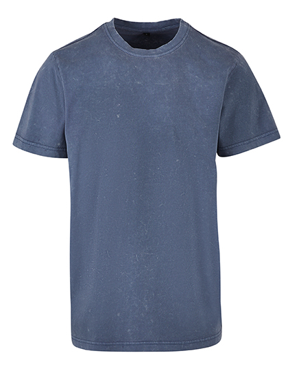 Tričko s krátkým rukávem Build Your Brand Acid Washed Round Neck Tee Vintage Blue
