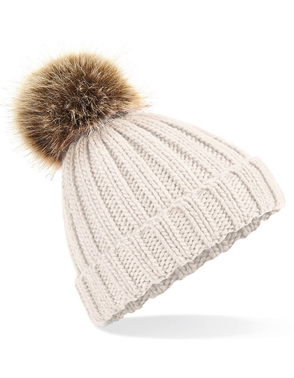 Kid's Beanie Beechfield Junior Faux Fur Pom Pom Chunky Beanie