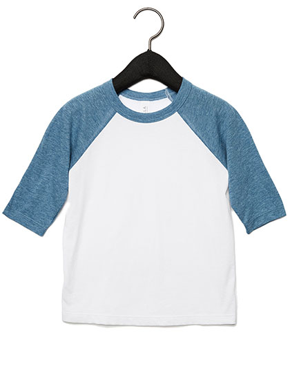 Men's Three Quarter Sleeve T-Shirt Canvas Toddler 3/4 Sleeve Baseball Tee White, Denim