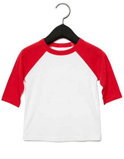 Men's Three Quarter Sleeve T-Shirt Canvas Toddler 3/4 Sleeve Baseball Tee White, Red