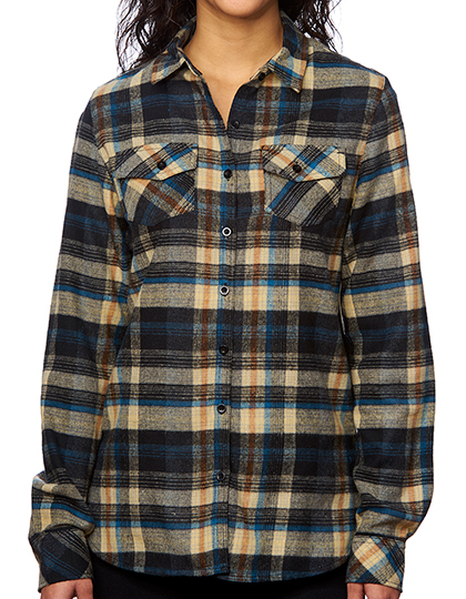 Burnside Ladies´ Woven Plaid Flannel Shirt - khaki check,