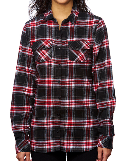 Burnside Ladies´ Woven Plaid Flannel Shirt - red check,