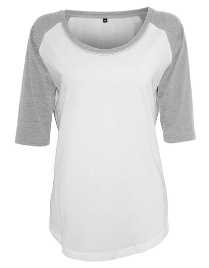 Build Your Brand | Ladies´ 3/4 Contrast Raglan Tee - white / heather grey,