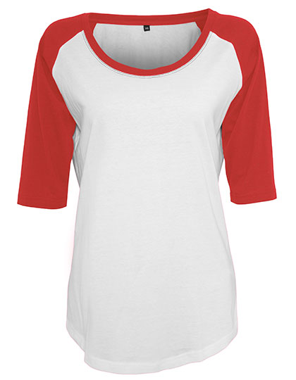 Build Your Brand | Ladies´ 3/4 Contrast Raglan Tee - white / red,