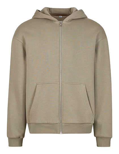 Build Your Brand | Fluffy Zip Hoody - pale olive,