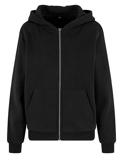 Build Your Brand | Ladies Fluffy Zip Hoody - black,