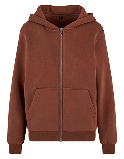 Build Your Brand | Ladies Fluffy Zip Hoody - chocoloate brown,