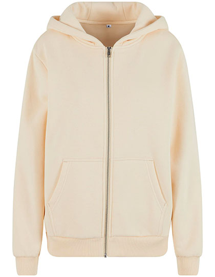 Build Your Brand | Ladies Fluffy Zip Hoody - white sand,