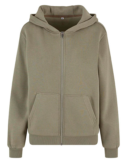 Build Your Brand | Ladies Fluffy Zip Hoody - pale olive,