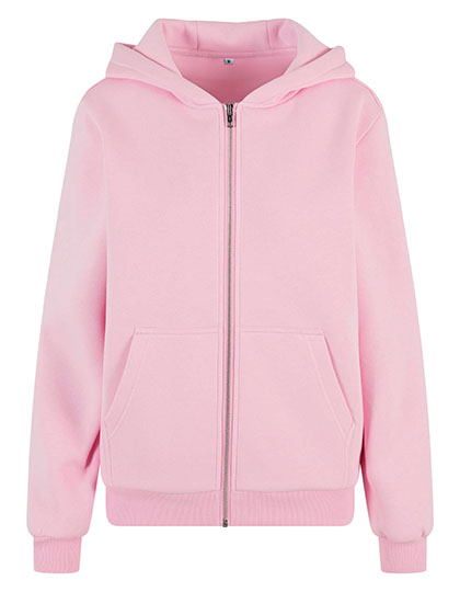 Build Your Brand | Ladies Fluffy Zip Hoody - soft pink,