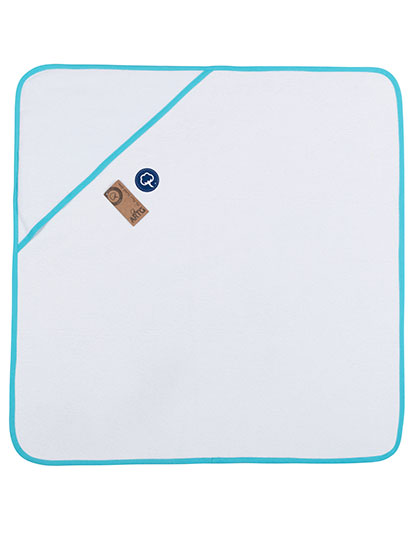 ARTG | Babiezz® Subli Hooded Towel - white / aqua blue, 75 x 75 cm