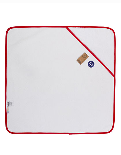ARTG | Babiezz® Subli Hooded Towel - white / fire red, 75 x 75 cm