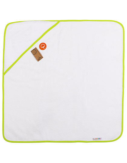 ARTG | Babiezz® Subli Hooded Towel - white / lime green, 75 x 75 cm