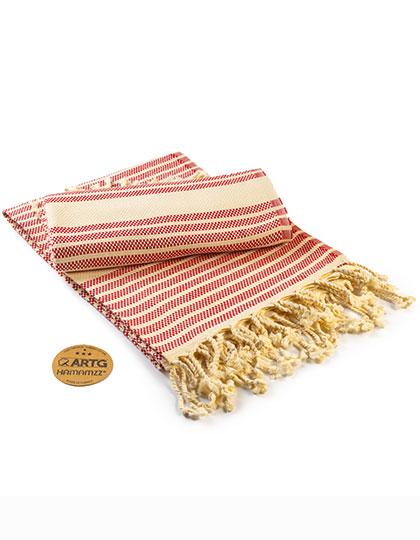 ARTG | Hamamzz® Bodrum DeLuxe Towel - classic red / ivory, 100 x 180 cm