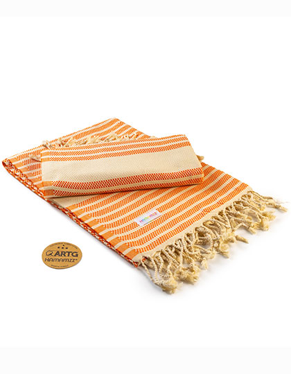 ARTG | Hamamzz® Bodrum DeLuxe Towel - orange / ivory, 100 x 180 cm