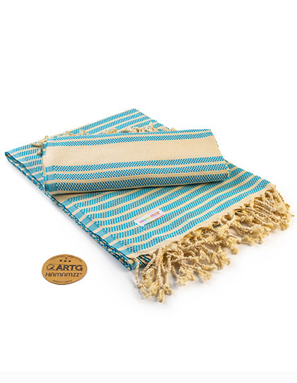 ARTG | Hamamzz® Bodrum DeLuxe Towel - petrol / ivory, 100 x 180 cm