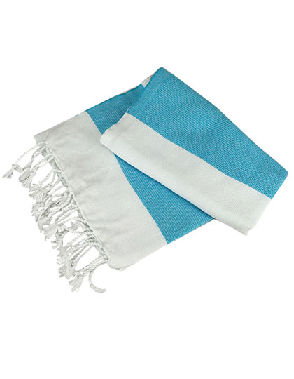 ARTG | Hamamzz® Hamam Towel Antalya - white / aqua blue, 100 x 180 cm