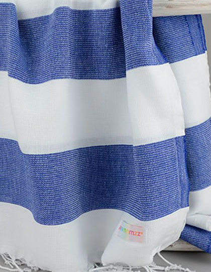 ARTG | Hamamzz® Hamam Towel Antalya - white / true blue, 100 x 180 cm