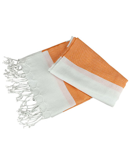 ARTG | Hamamzz® Hamam Towel Antalya - white / bright orange, 100 x 180 cm