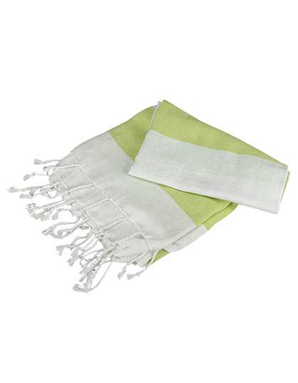 ARTG | Hamamzz® Hamam Towel Antalya - white / lime green, 100 x 180 cm