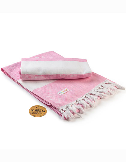 ARTG | Hamamzz® Marmaris DeLuxe Towel - light pink / white, 100 x 180 cm