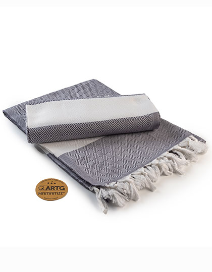 ARTG | Hamamzz® Marmaris DeLuxe Towel - graphite / white, 100 x 180 cm