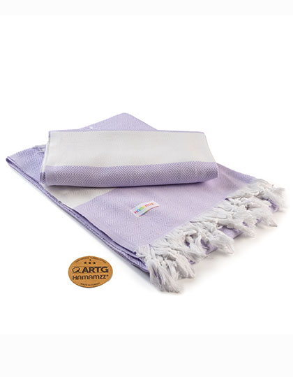 ARTG | Hamamzz® Marmaris DeLuxe Towel - light purple / white, 100 x 180 cm