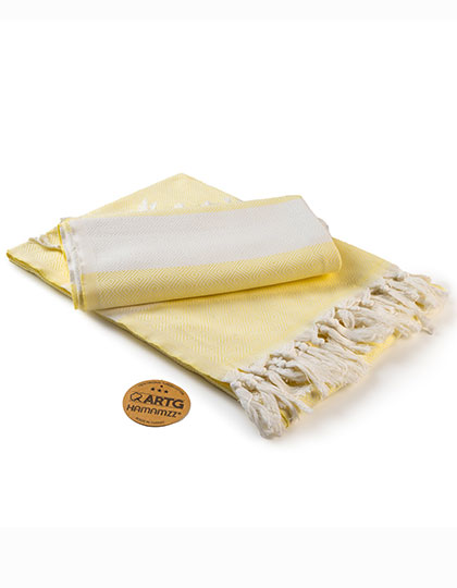 ARTG | Hamamzz® Marmaris DeLuxe Towel - light yellow / white, 100 x 180 cm