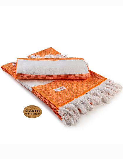ARTG | Hamamzz® Marmaris DeLuxe Towel - light orange / white, 100 x 180 cm