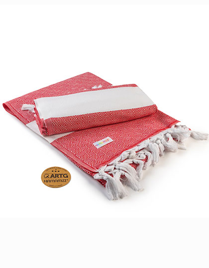 ARTG | Hamamzz® Marmaris DeLuxe Towel - red / white, 100 x 180 cm