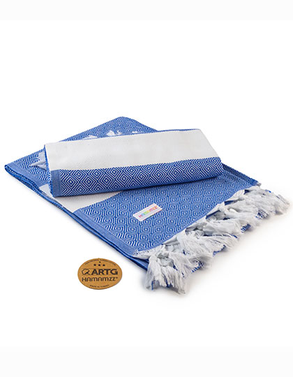 ARTG | Hamamzz® Marmaris DeLuxe Towel - royal blue / white, 100 x 180 cm