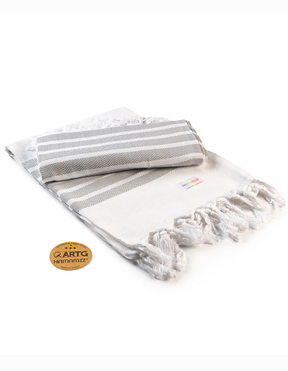 ARTG | Hamamzz® Dalaman Towel - white / light grey, 100 x 180 cm