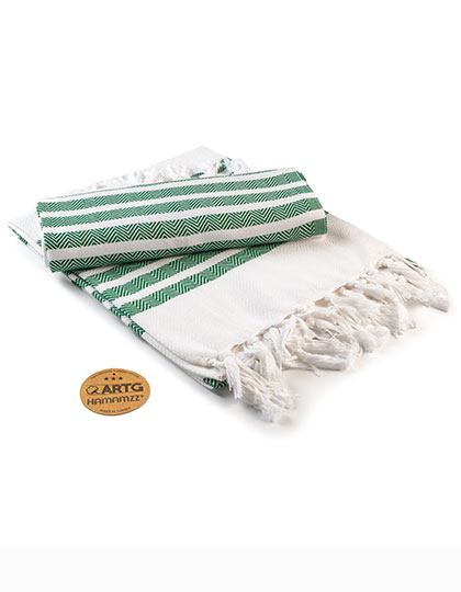 ARTG | Hamamzz® Dalaman Towel - white / dark green, 100 x 180 cm