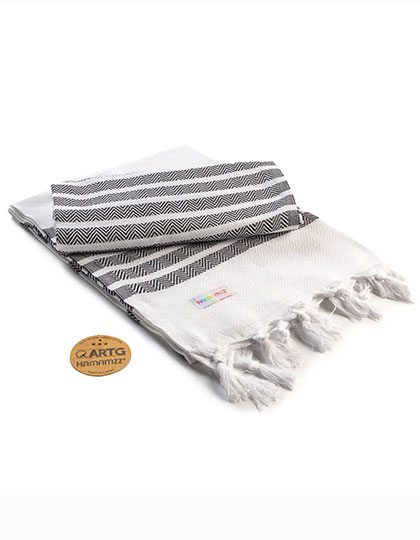 ARTG | Hamamzz® Dalaman Towel - white / black, 100 x 180 cm