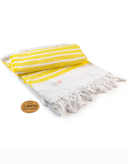 ARTG | Hamamzz® Dalaman Towel - white / bright yellow, 100 x 180 cm