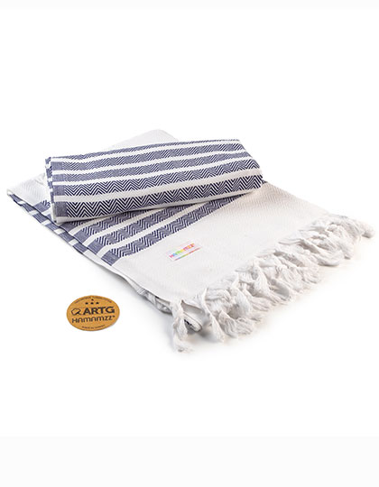 ARTG | Hamamzz® Dalaman Towel - white / french navy, 100 x 180 cm