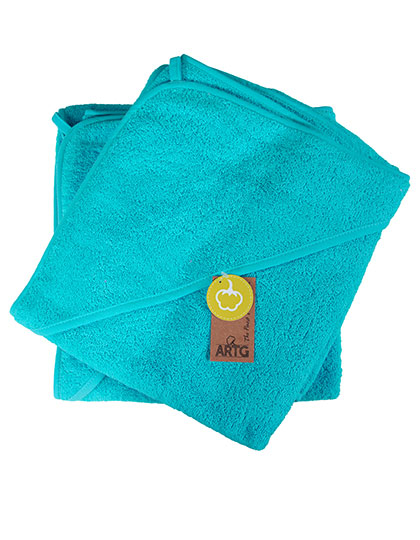 ARTG | Babiezz® Baby Hooded Towel - aqua blue, 100 x 100 cm