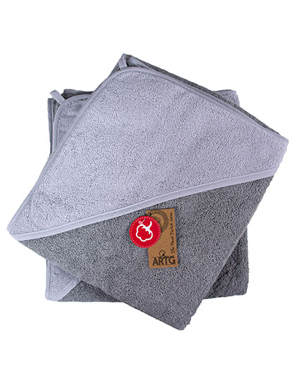 ARTG | Babiezz® Baby Hooded Towel - anthracite grey / light grey, 100 x 100 cm