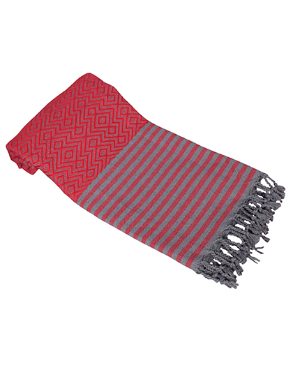 ARTG | Hamamzz Towel Kusadasi - fire red / grey, 100 x 180 cm