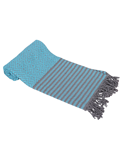 ARTG | Hamamzz Towel Kusadasi - aqua blue / grey, 100 x 180 cm