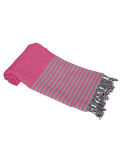 ARTG | Hamamzz Towel Kusadasi - fuchsia / grey, 100 x 180 cm