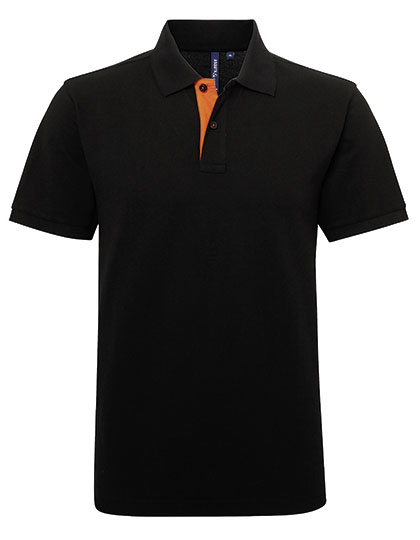 Asquith & Fox | Men´s Classic Fit Contrast Polo - black / orange,