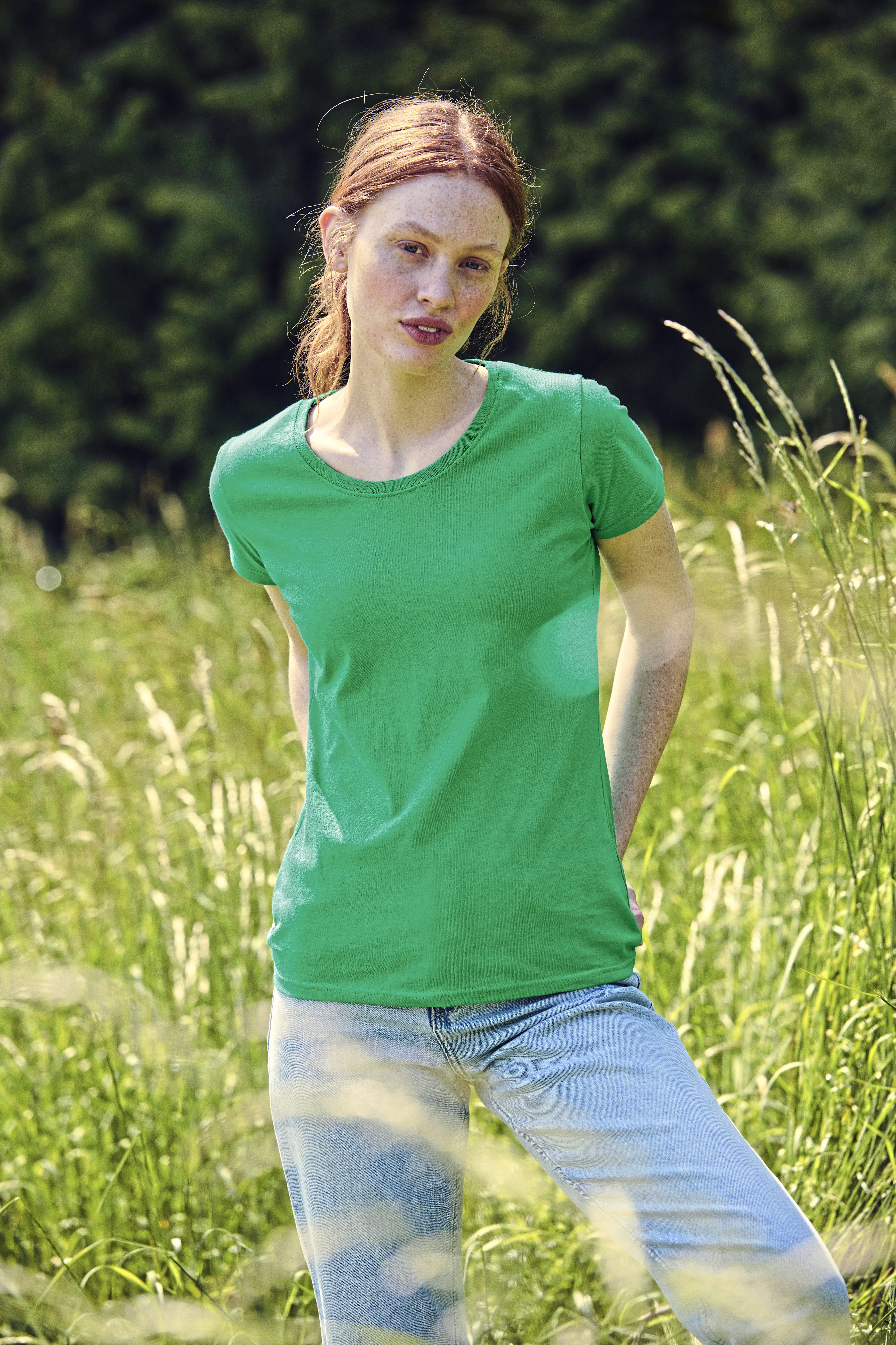 Women's Short Sleeve T-Shirt Fruit of the Loom Ladies´ Valueweight T Vintage Heather Red